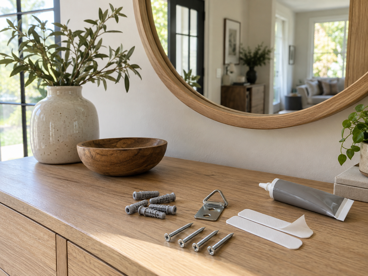 Comment fixer un miroir au mur : matériel et méthodes