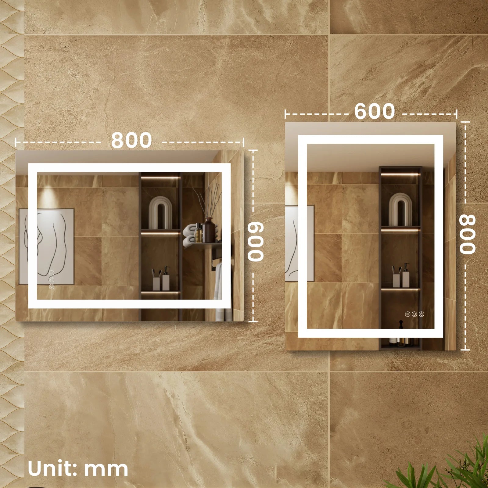 Miroir LED Auralum anti-buée