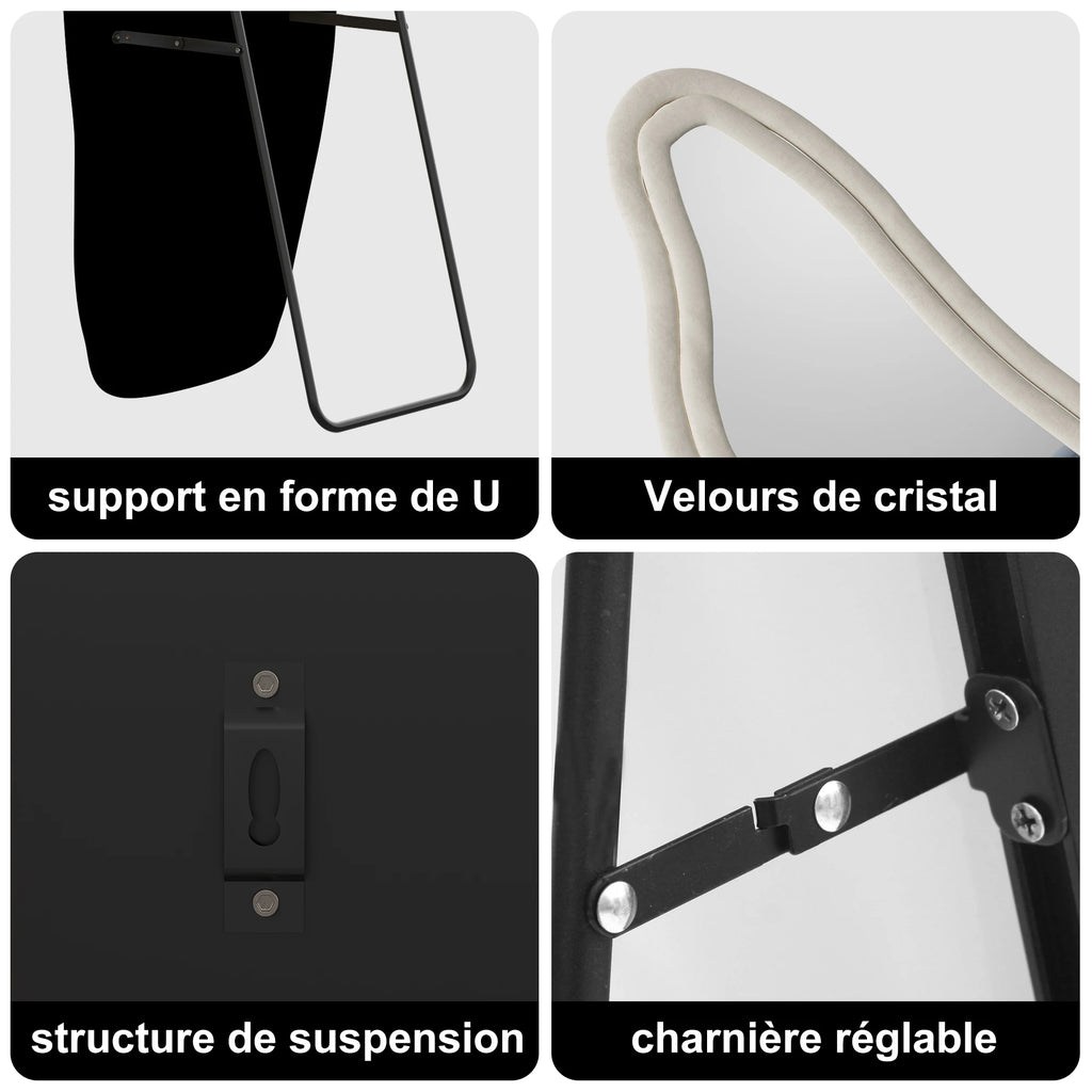 Grand miroir irrégulier velours noir