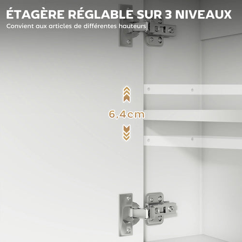 Armoire Murale Double Porte Miroir Fermeture Douce Blanche