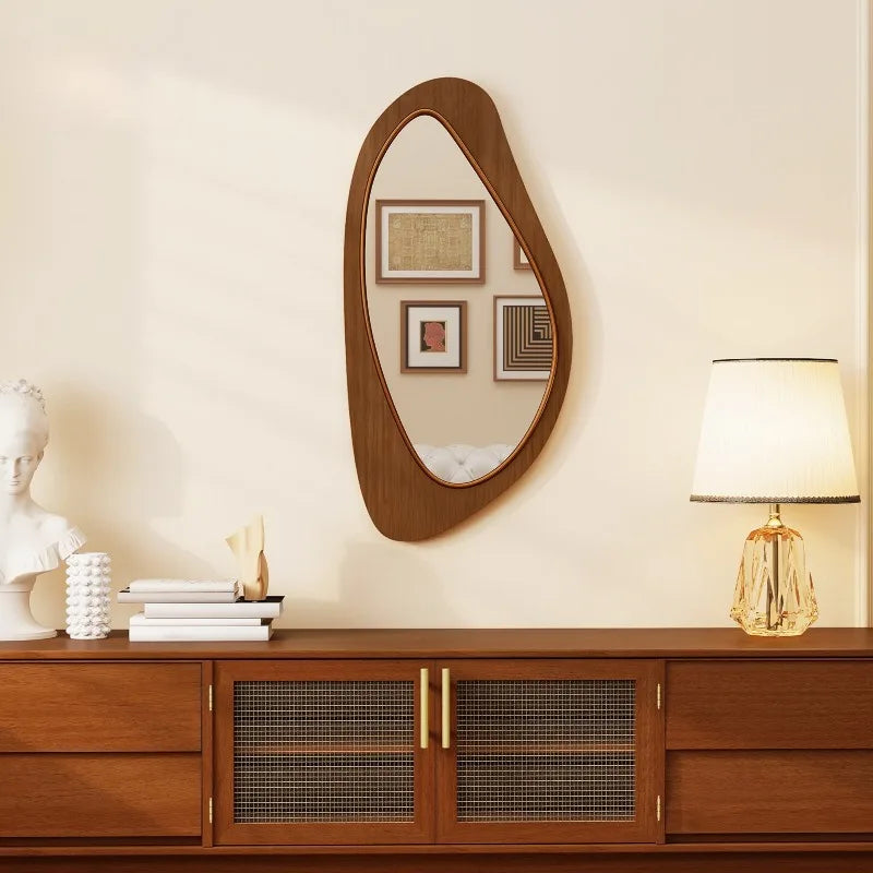 Miroir mural effet bois irrégulier