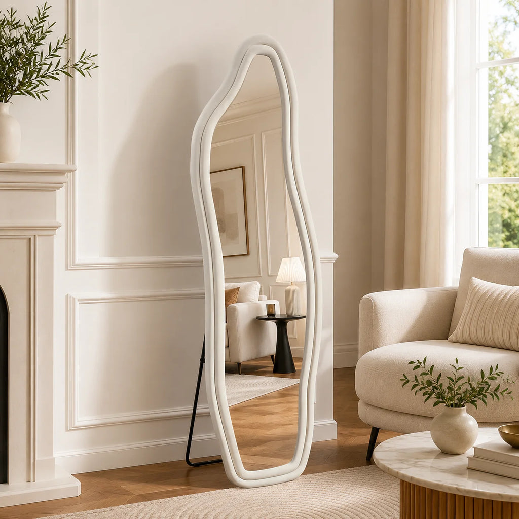 Grand miroir irrégulier velours noir
