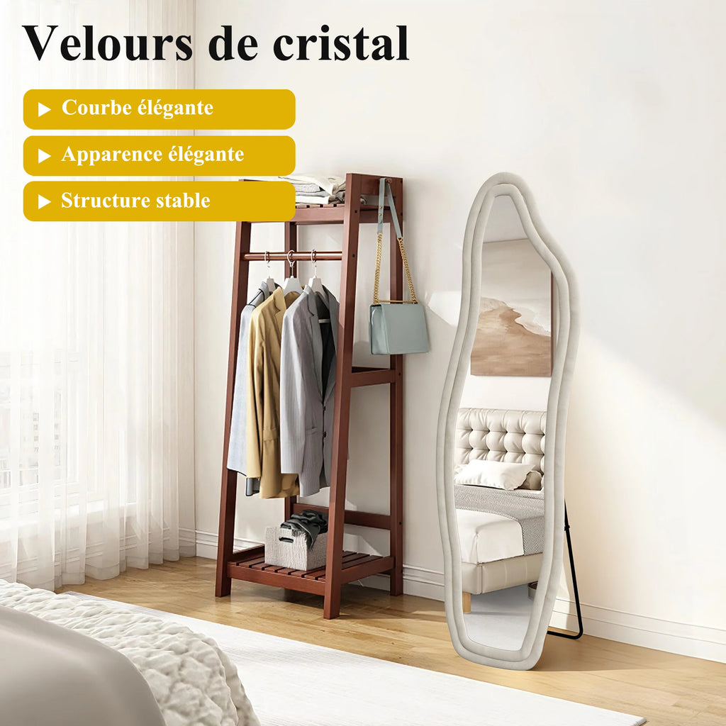 Grand miroir irrégulier velours noir