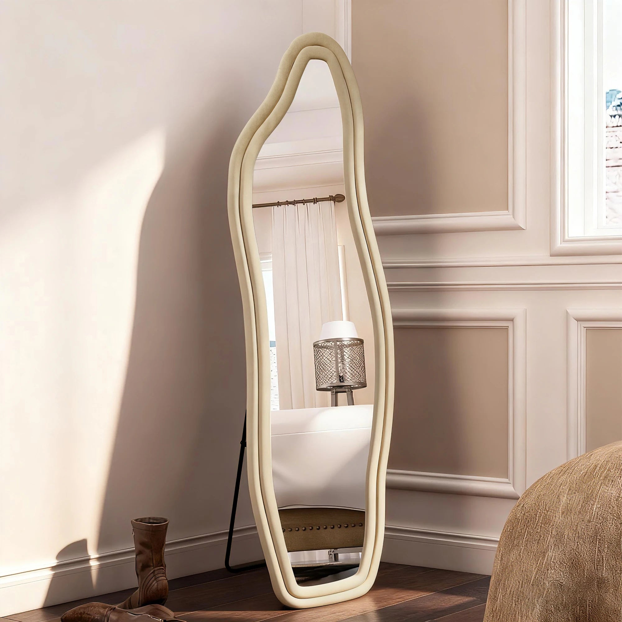 Miroir pleine longueur ondulé velours