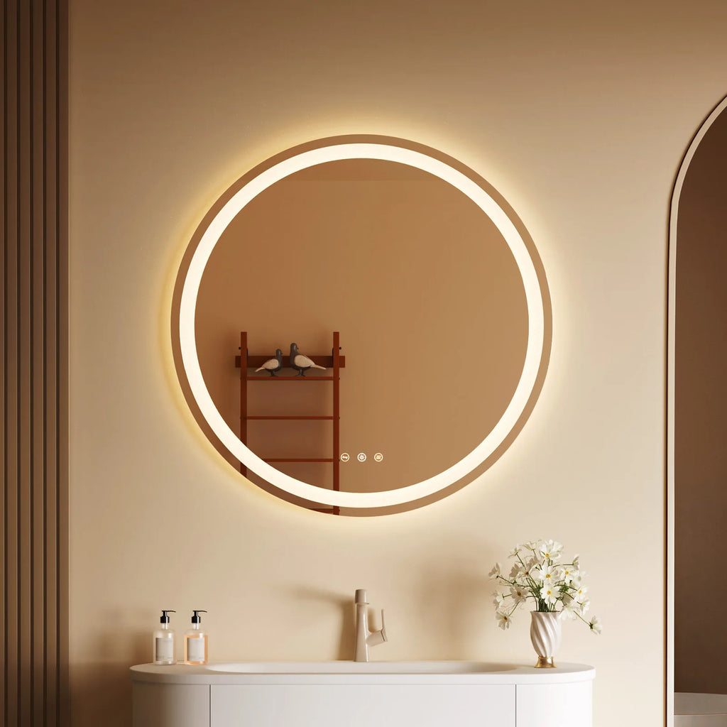 Miroir LED Rond Maquillage Double Éclairage Anti-Buée