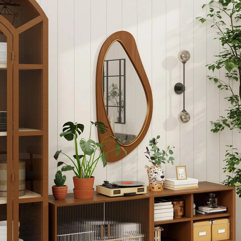 Miroir mural effet bois irrégulier