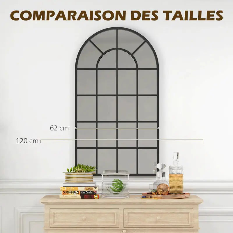 Miroir arche industriel noir verrière