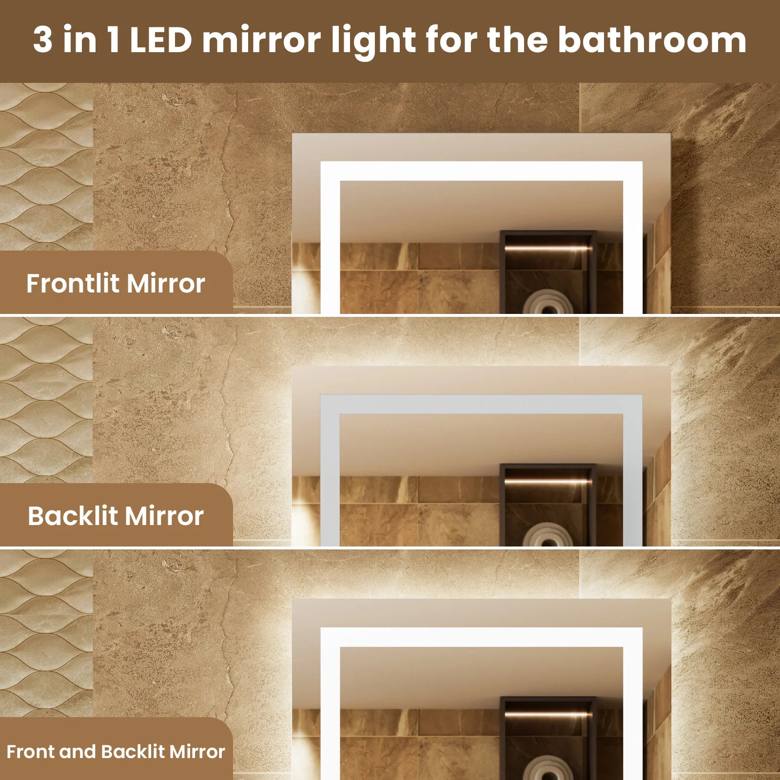 Miroir LED Auralum anti-buée