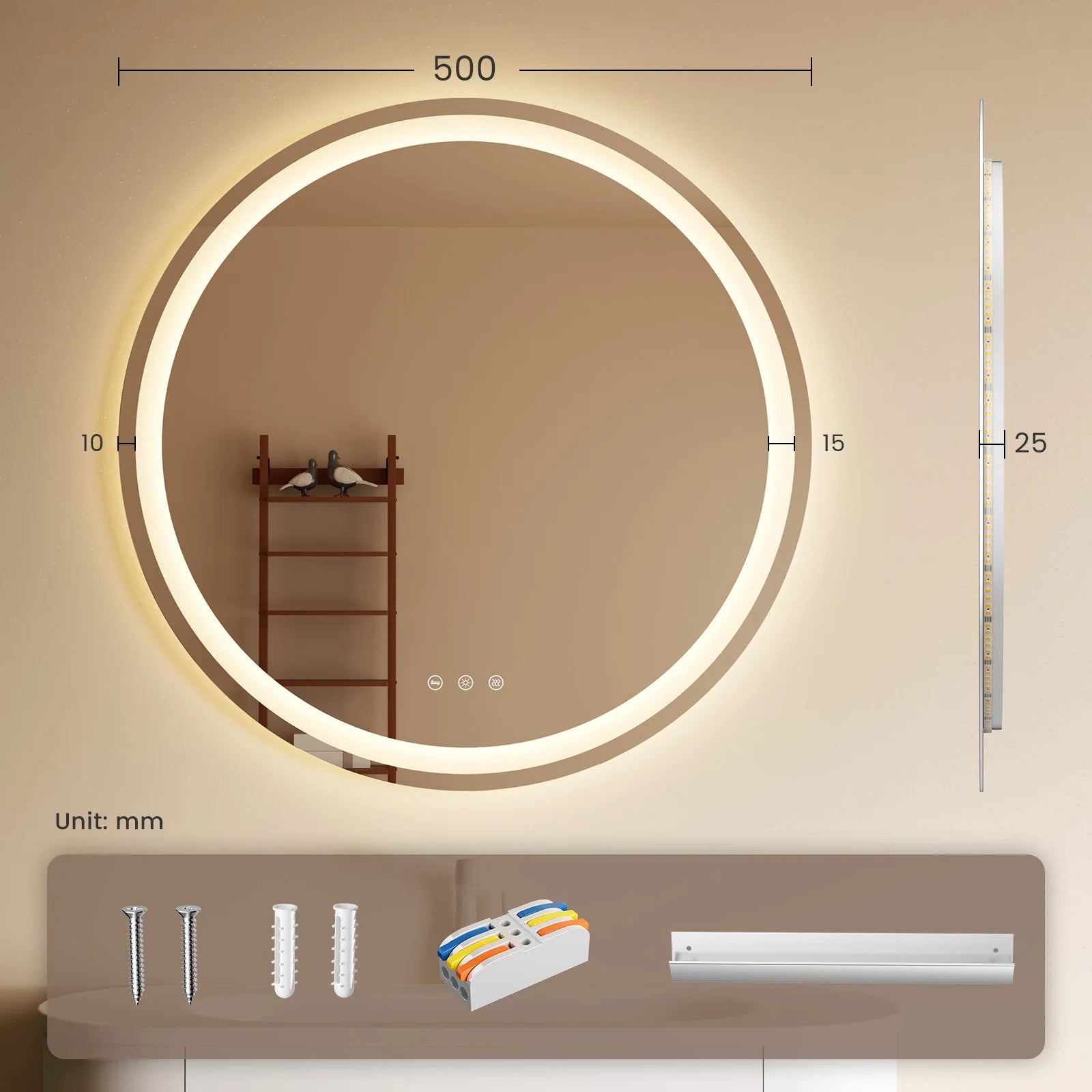 Miroir LED rond maquillage