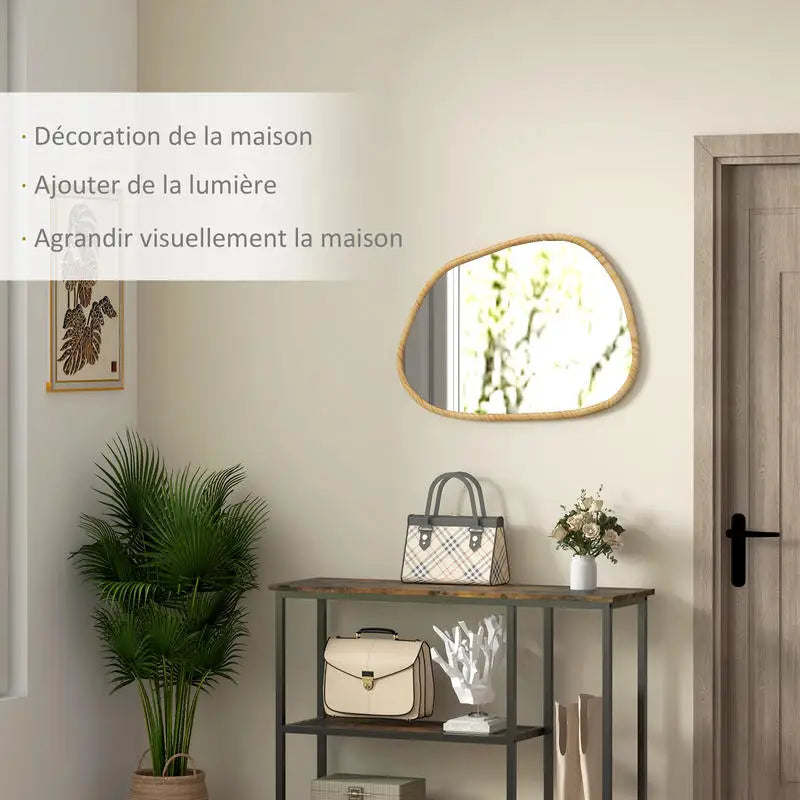 Miroir mural organique doré