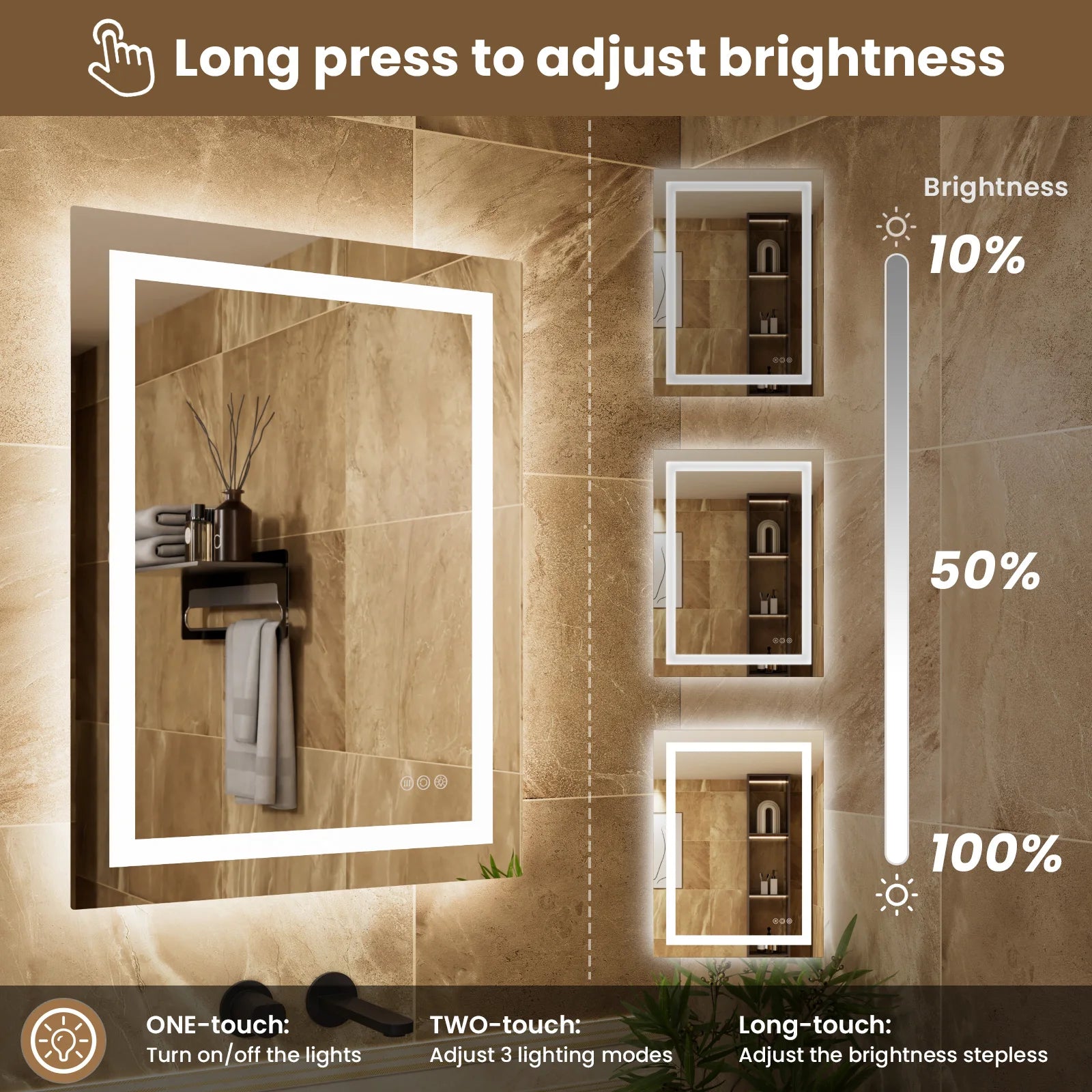 Miroir LED Auralum anti-buée