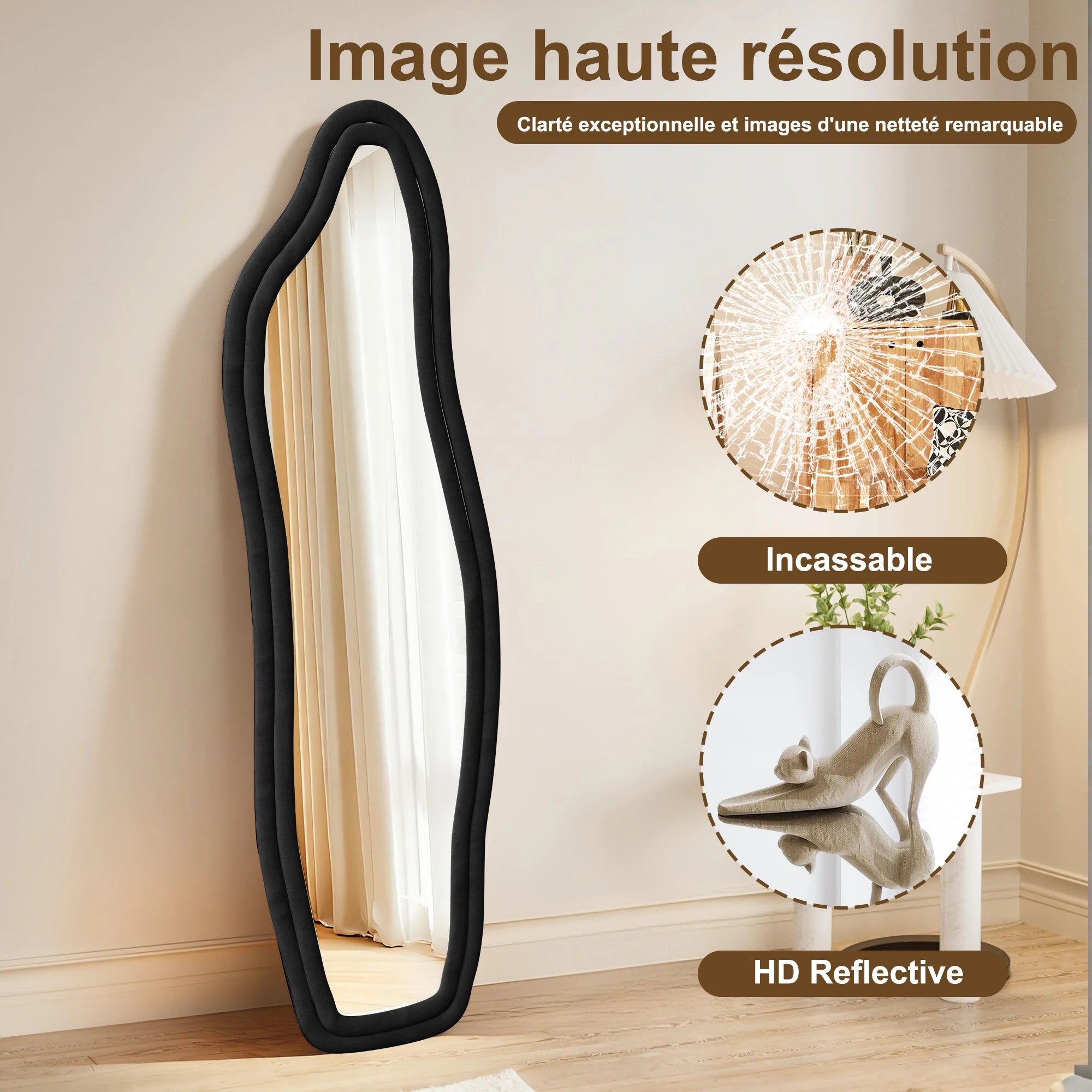 Miroir pleine longueur velours 160x50 cm