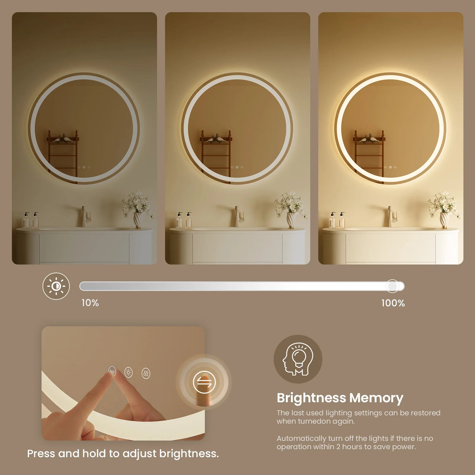 Miroir LED rond maquillage