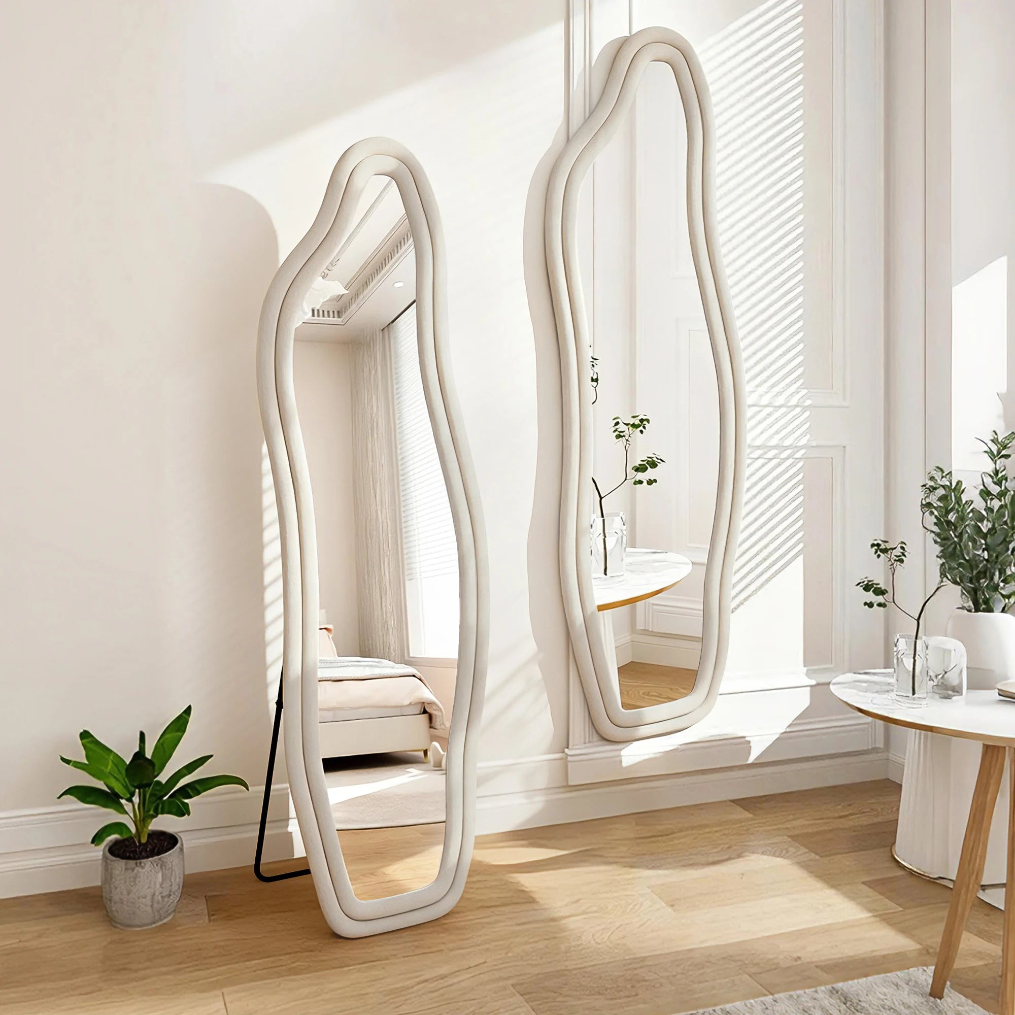 Miroir pleine longueur ondulé velours