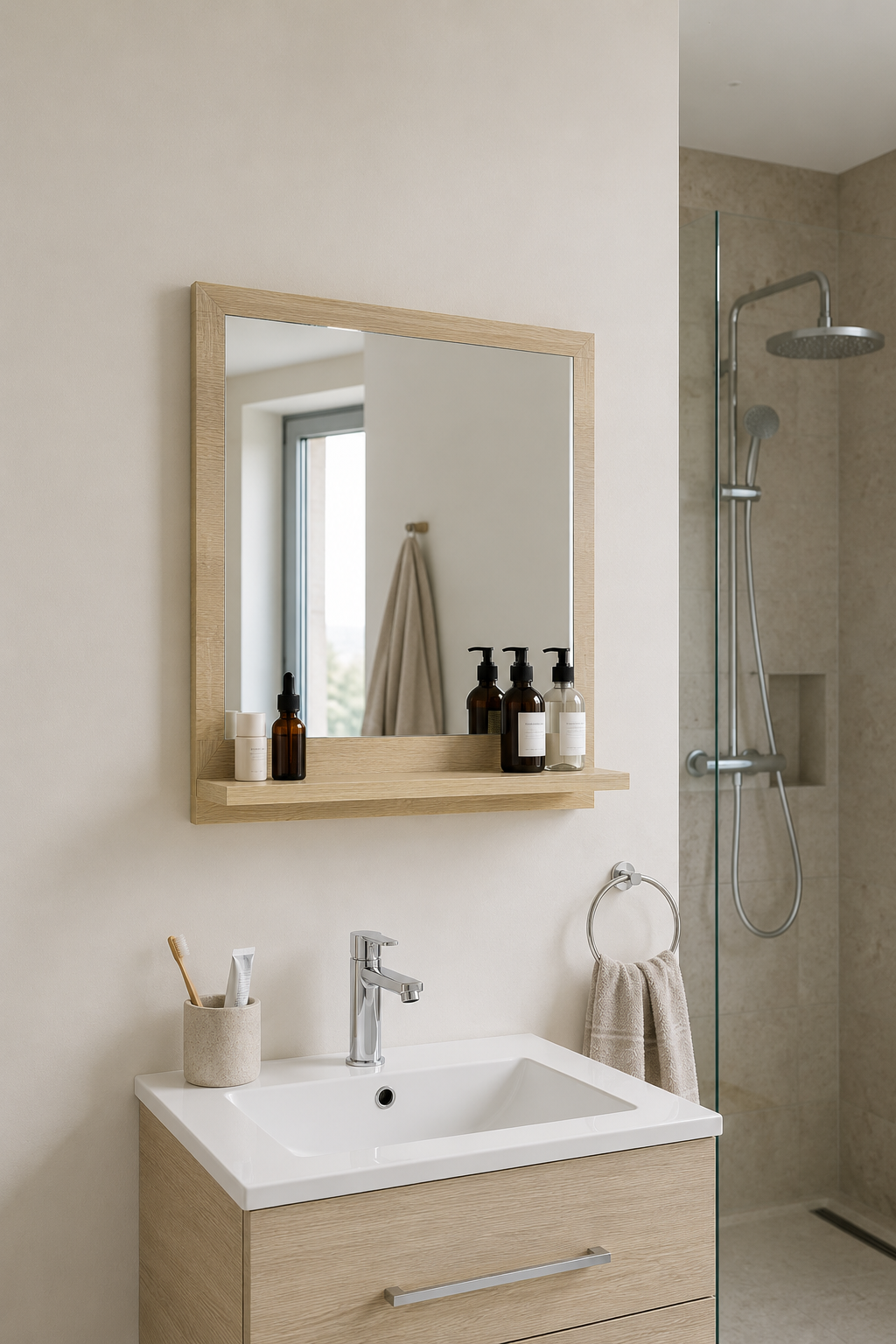 Miroir Salle de Bain Chêne Sonoma Tablette Intégrée