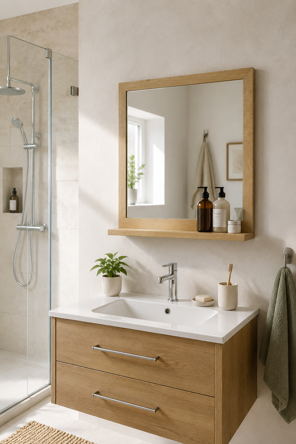 Miroir Salle de Bain Chêne Sonoma Tablette Intégrée
