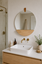 Miroir Mural Bois Massif Étagère Intégrée 2 Formats