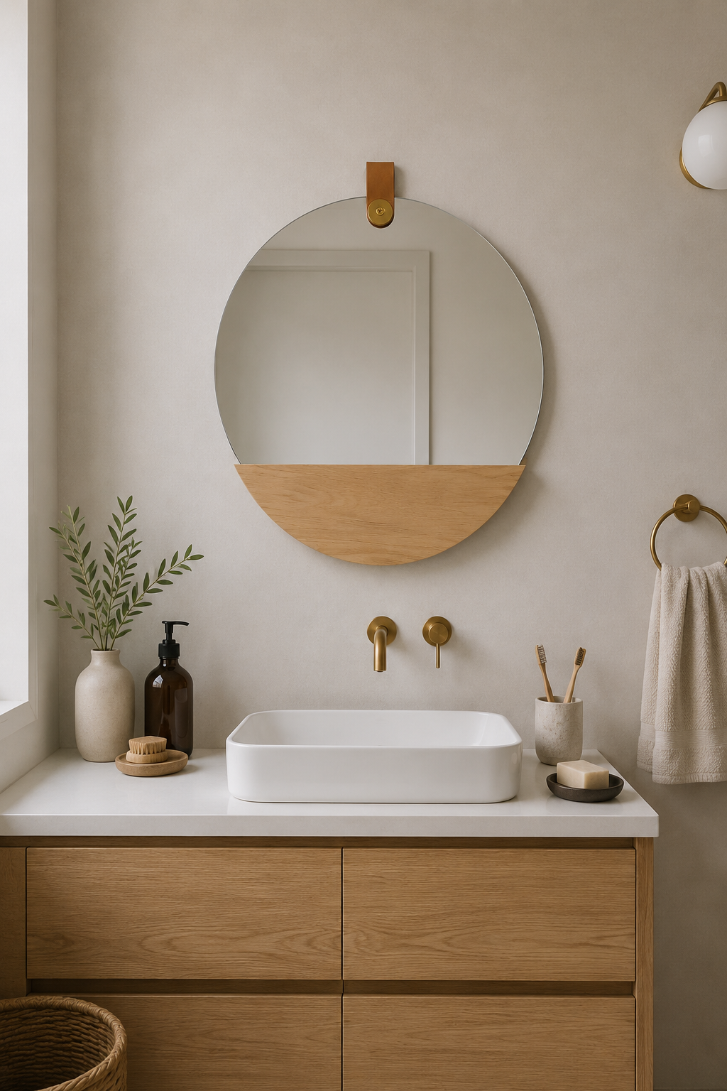 Miroir Mural Bois Massif Étagère Intégrée 2 Formats