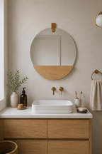 Miroir Mural Bois Massif Étagère Intégrée 2 Formats