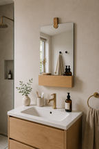 Miroir Mural Bois Massif Étagère Intégrée 2 Formats