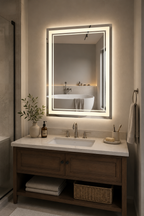 Miroir LED Intelligent Double Lumière Anti-Buée Tactile