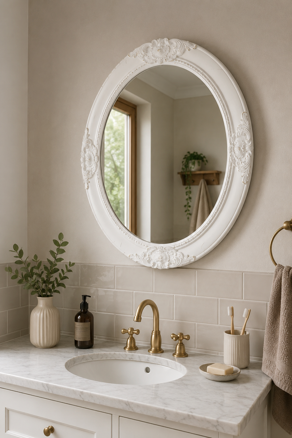Miroir Baroque Blanc Mural Cadre Ornemental