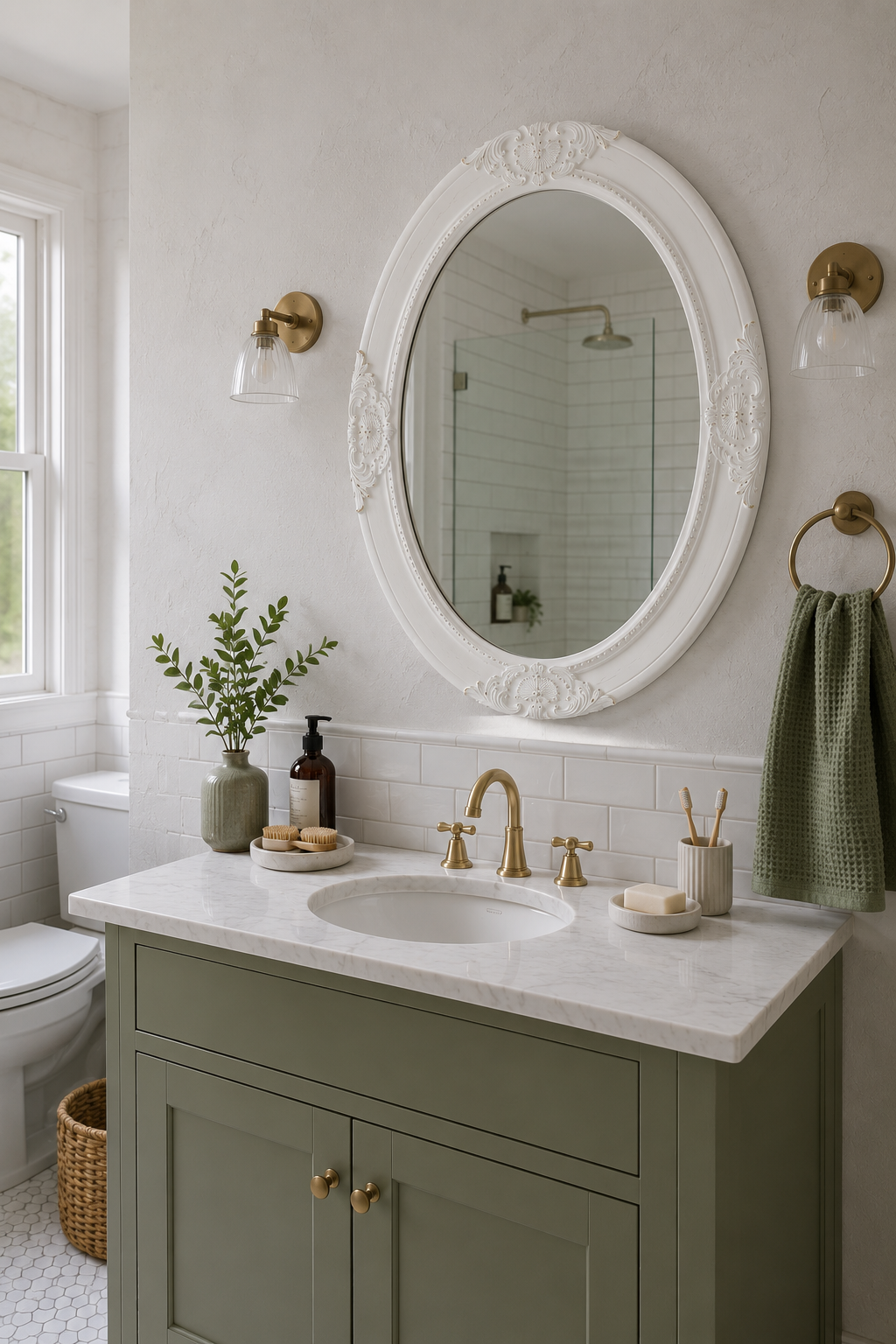 Miroir Baroque Blanc Mural Cadre Ornemental