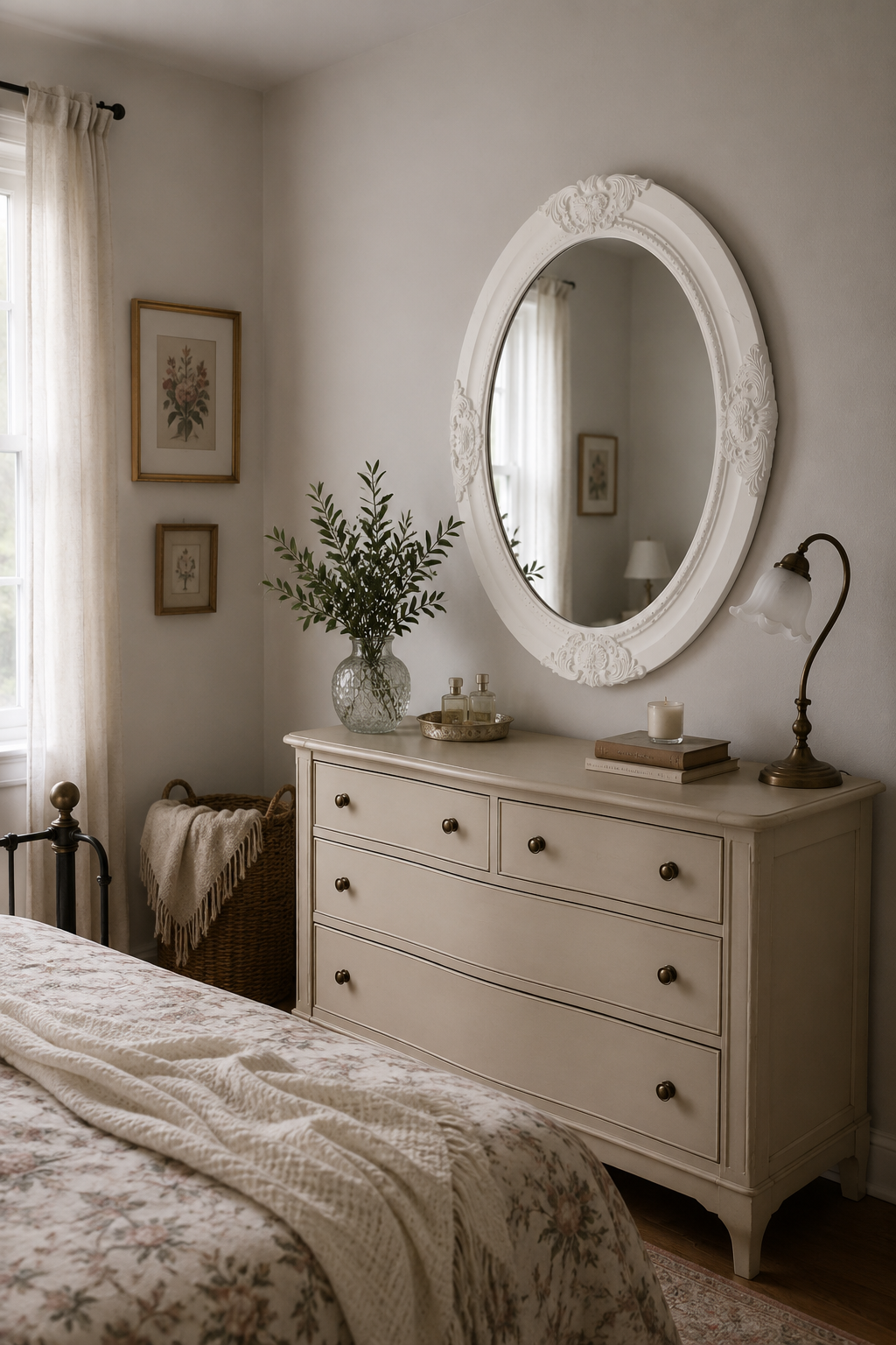 Miroir Baroque Blanc Mural Cadre Ornemental