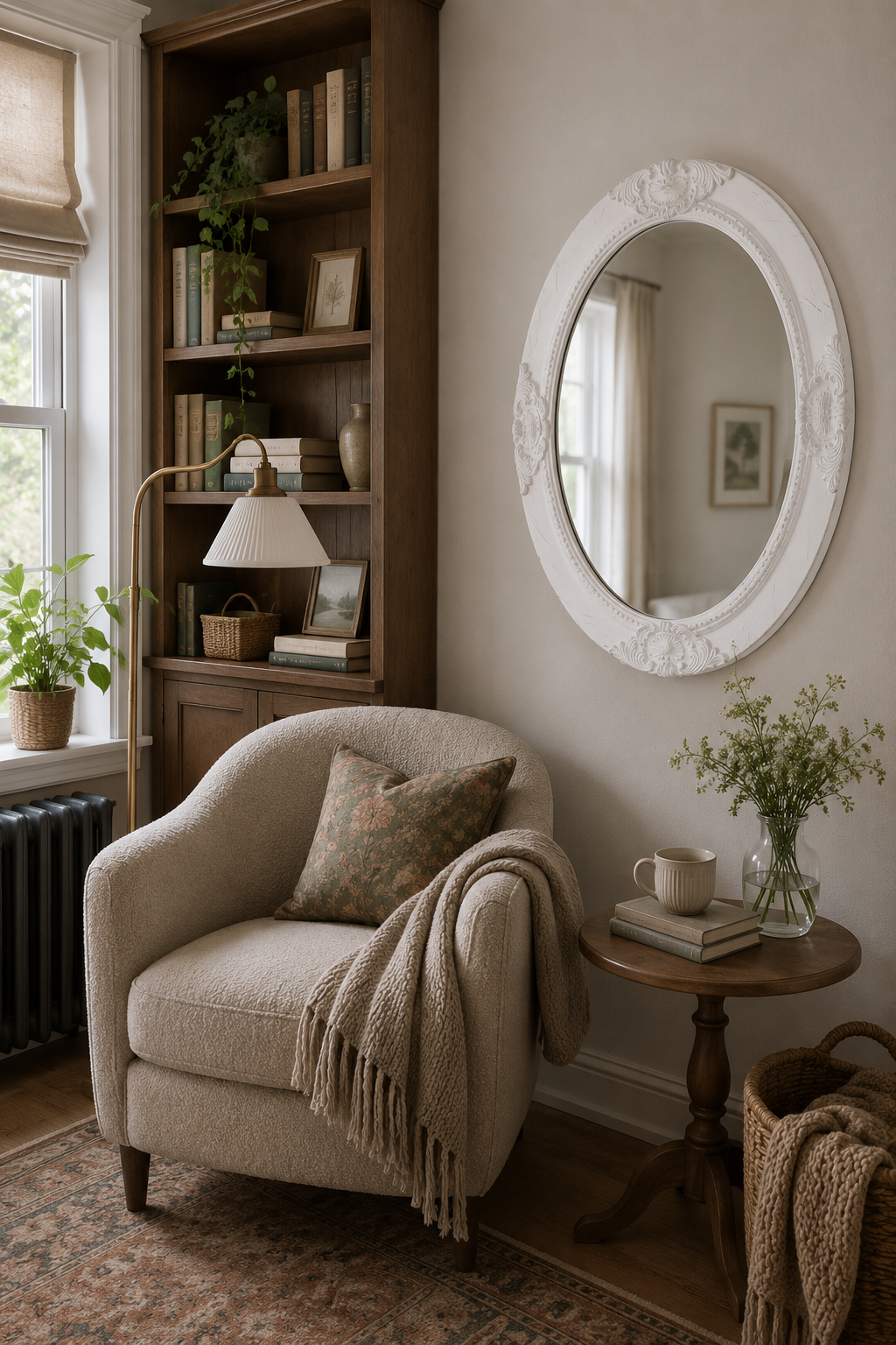 Miroir Baroque Blanc Mural Cadre Ornemental