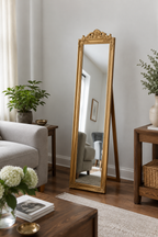 Miroir Sur Pied Baroque Doré Cadre Sculpté