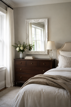 Miroir Baroque Blanc Vertical Cadre Ornemental