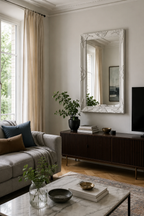 Miroir Baroque Blanc Vertical Cadre Ornemental