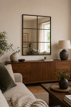 Miroir Rectangulaire Cadre Fer Noir Vintage Industriel