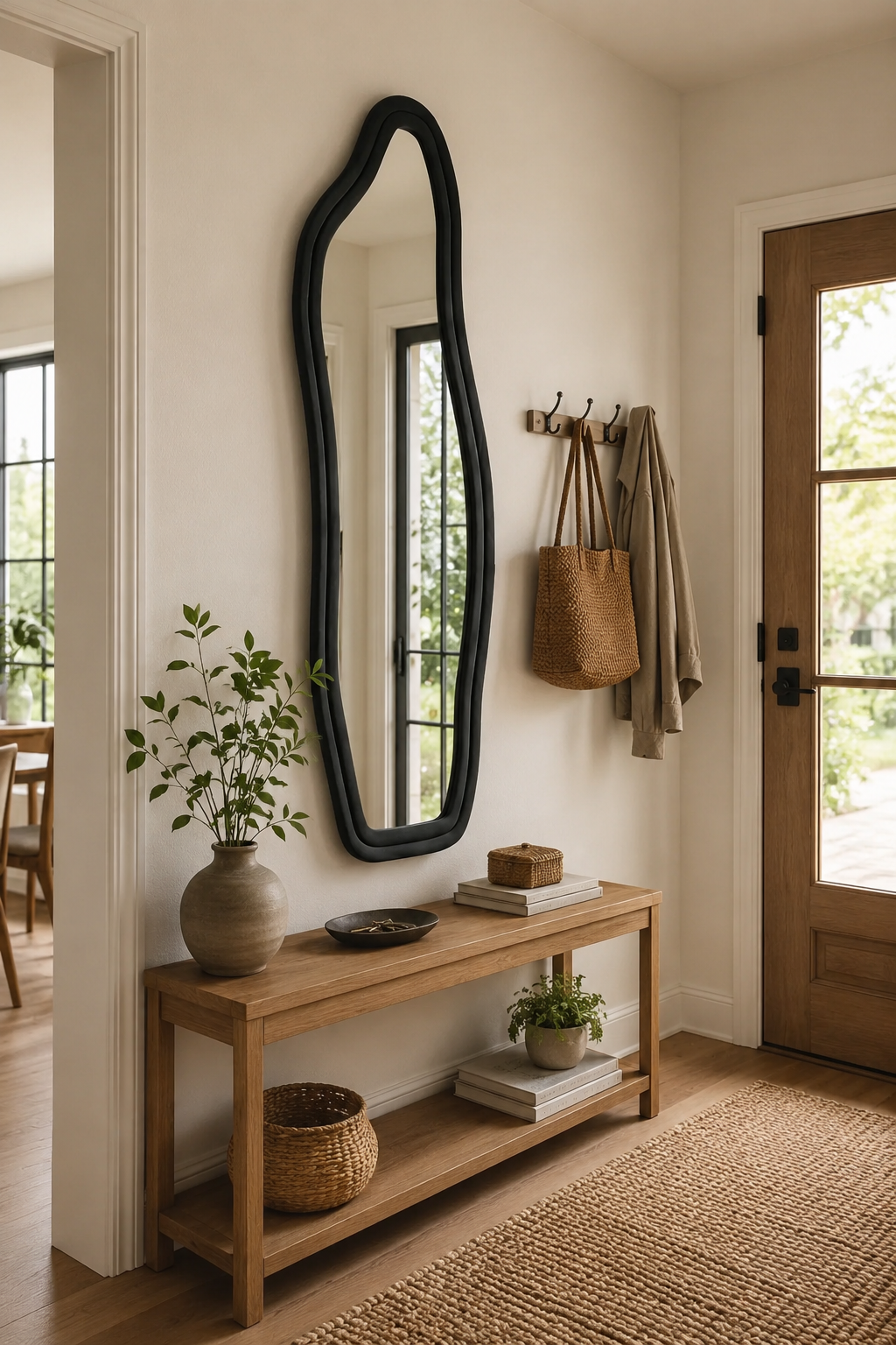 Miroir Mural Pleine Longueur Irrégulier Velours Noir