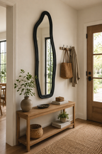 Miroir Mural Pleine Longueur Irrégulier Velours Noir