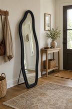 Miroir Mural Pleine Longueur Irrégulier Velours Noir