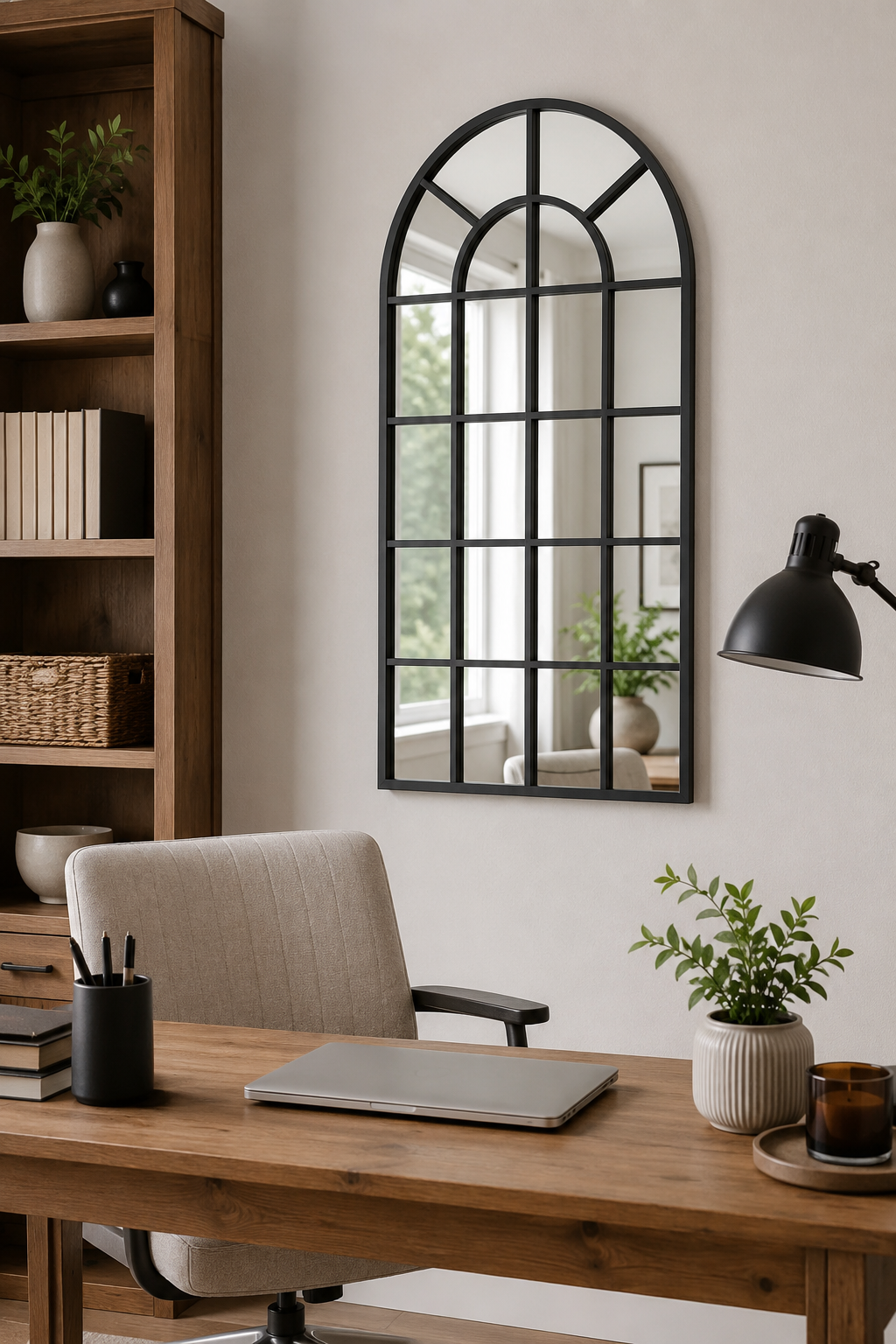 Miroir Arche Métal Noir Verrière Industrielle