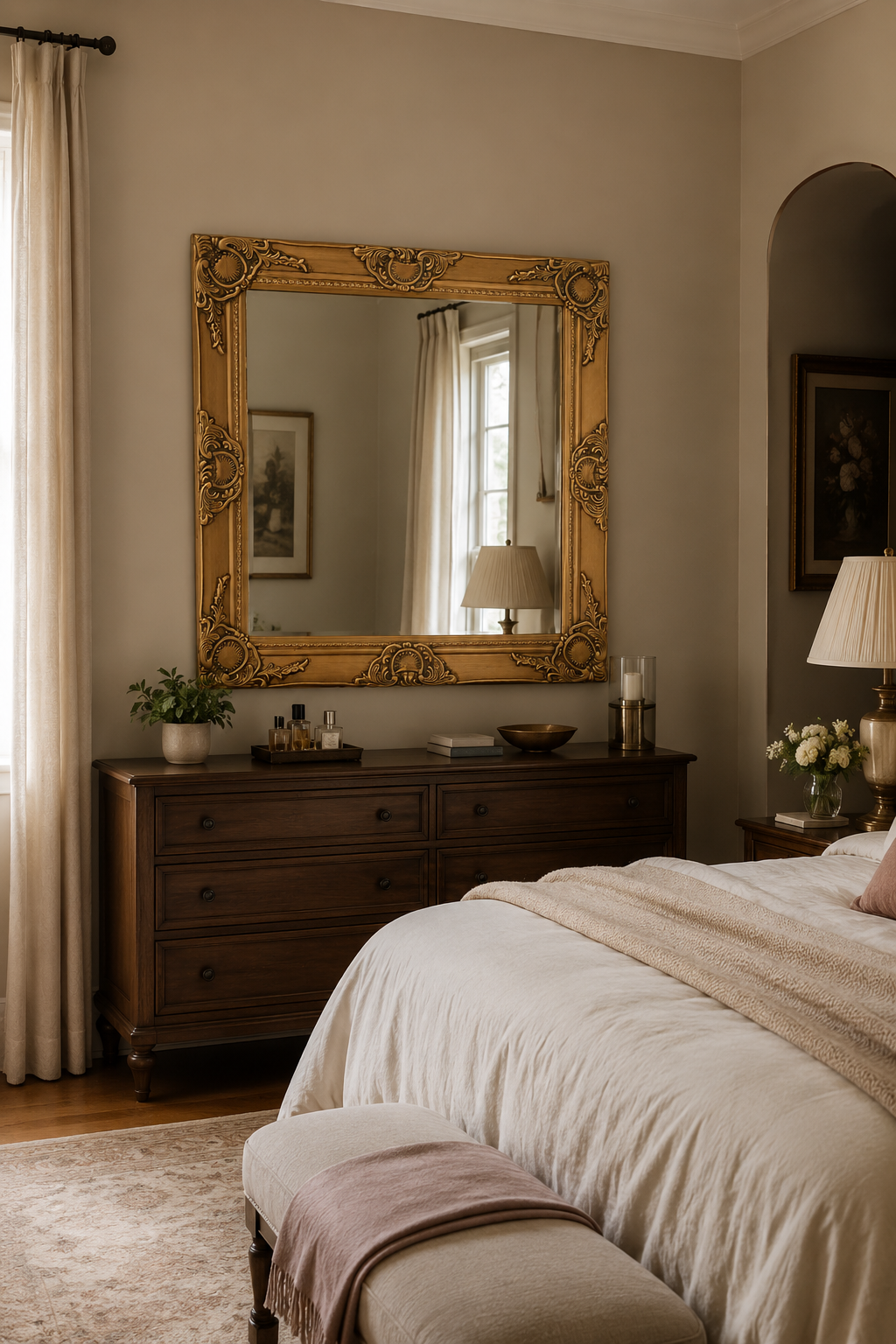 Miroir Baroque Doré Carré Cadre Ornemental Luxe