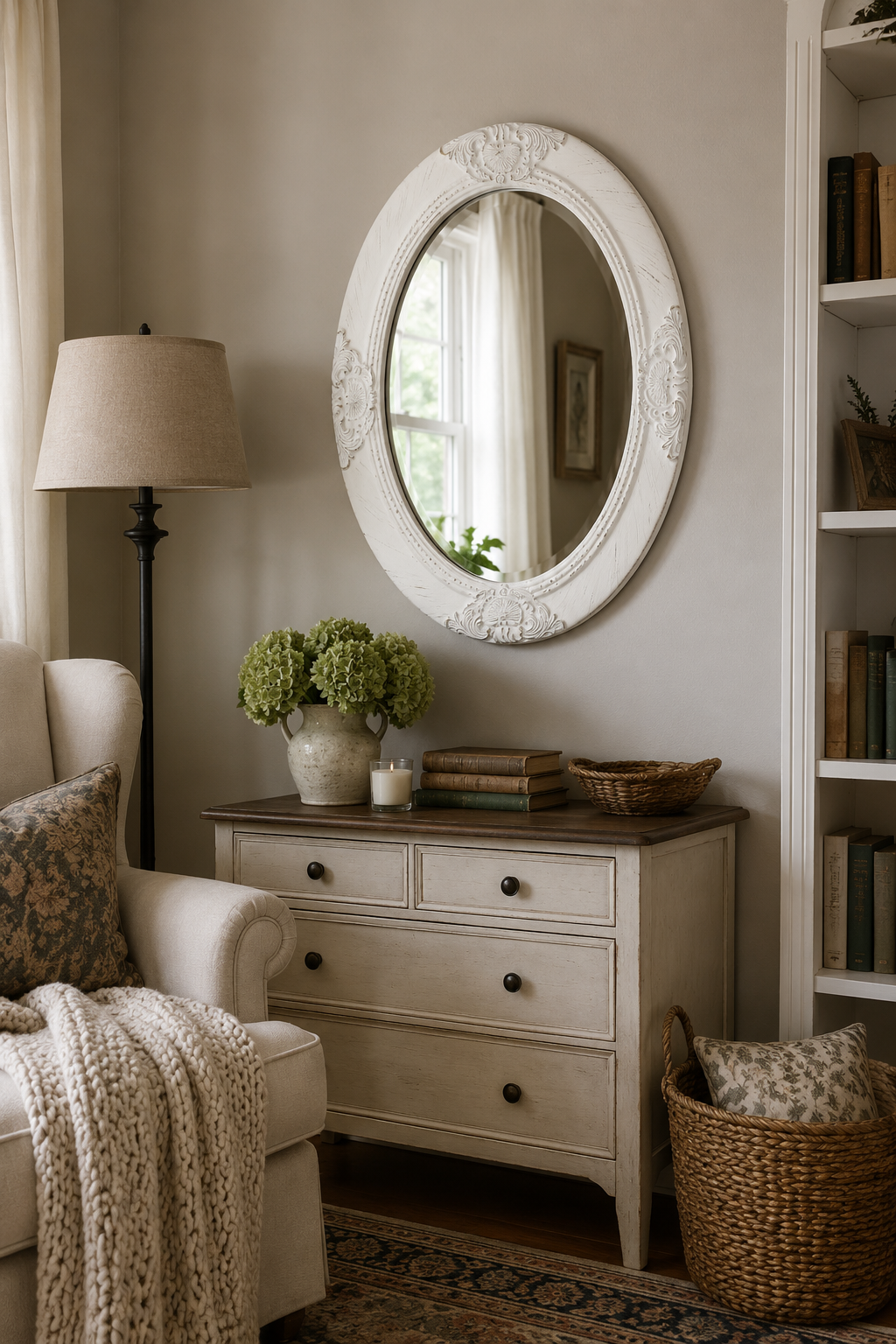 Miroir Baroque Blanc Cadre Ornemental Classique