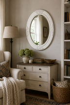Miroir Baroque Blanc Cadre Ornemental Classique