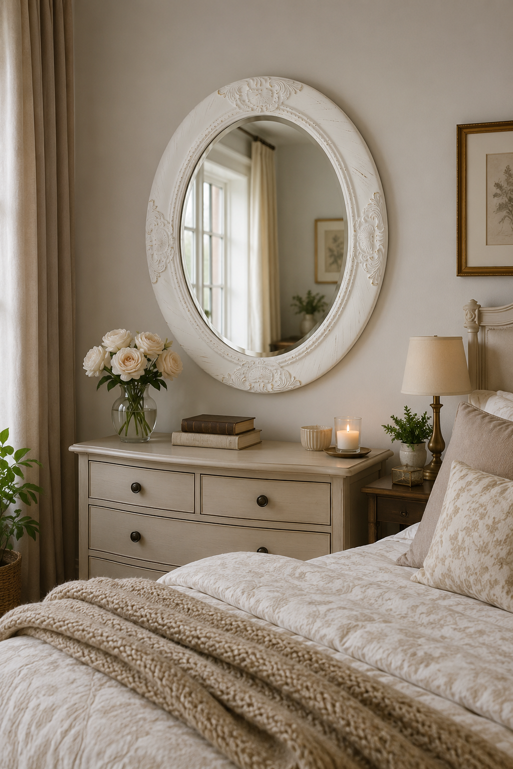 Miroir Baroque Blanc Cadre Ornemental Classique