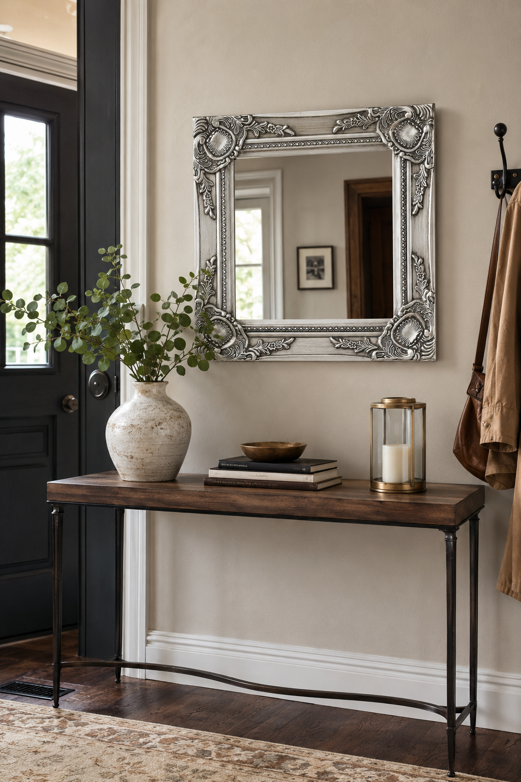 Miroir Baroque Art Déco Argenté Compact