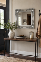 Miroir Baroque Art Déco Argenté Compact