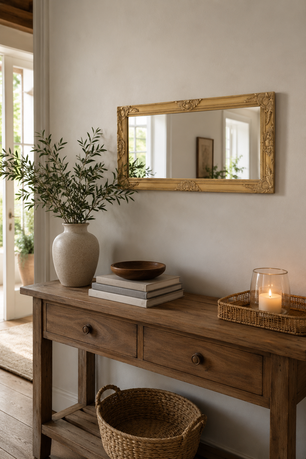 Grand Miroir Baroque Doré Cadre Ornemental Prestige