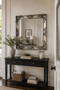 Miroir Baroque Argenté Carré Cadre Ornemental