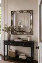 Miroir Baroque Argenté Carré Cadre Ornemental