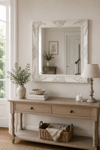 Miroir Baroque Blanc Carré Cadre Ornemental