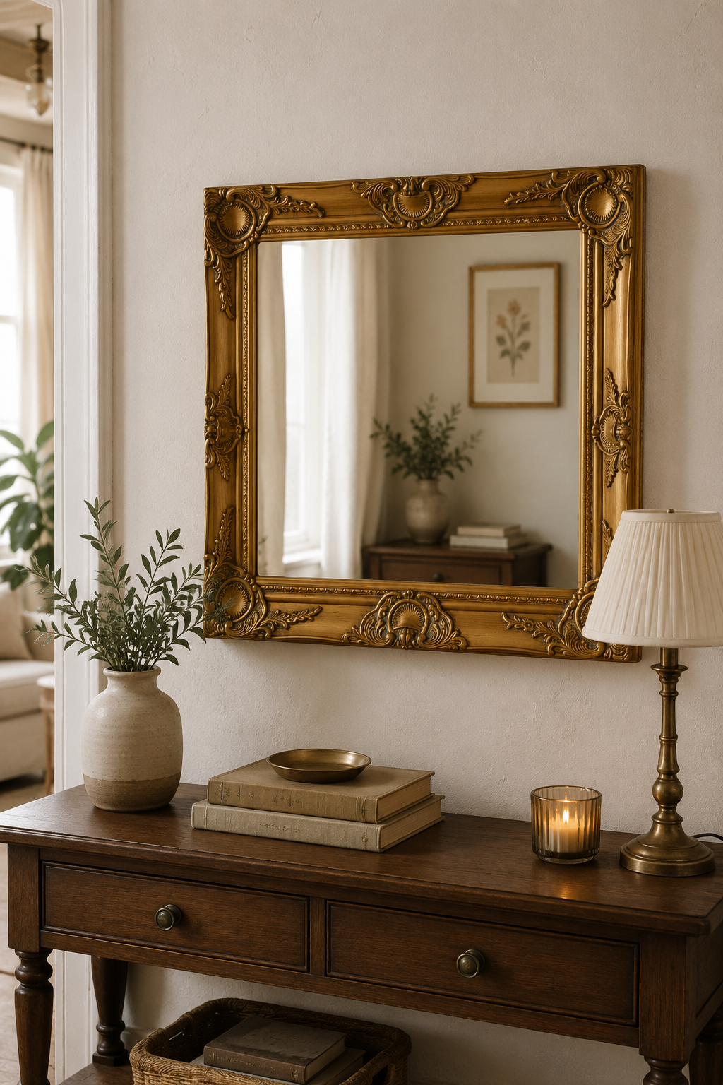 Miroir Baroque Doré Vintage Compact