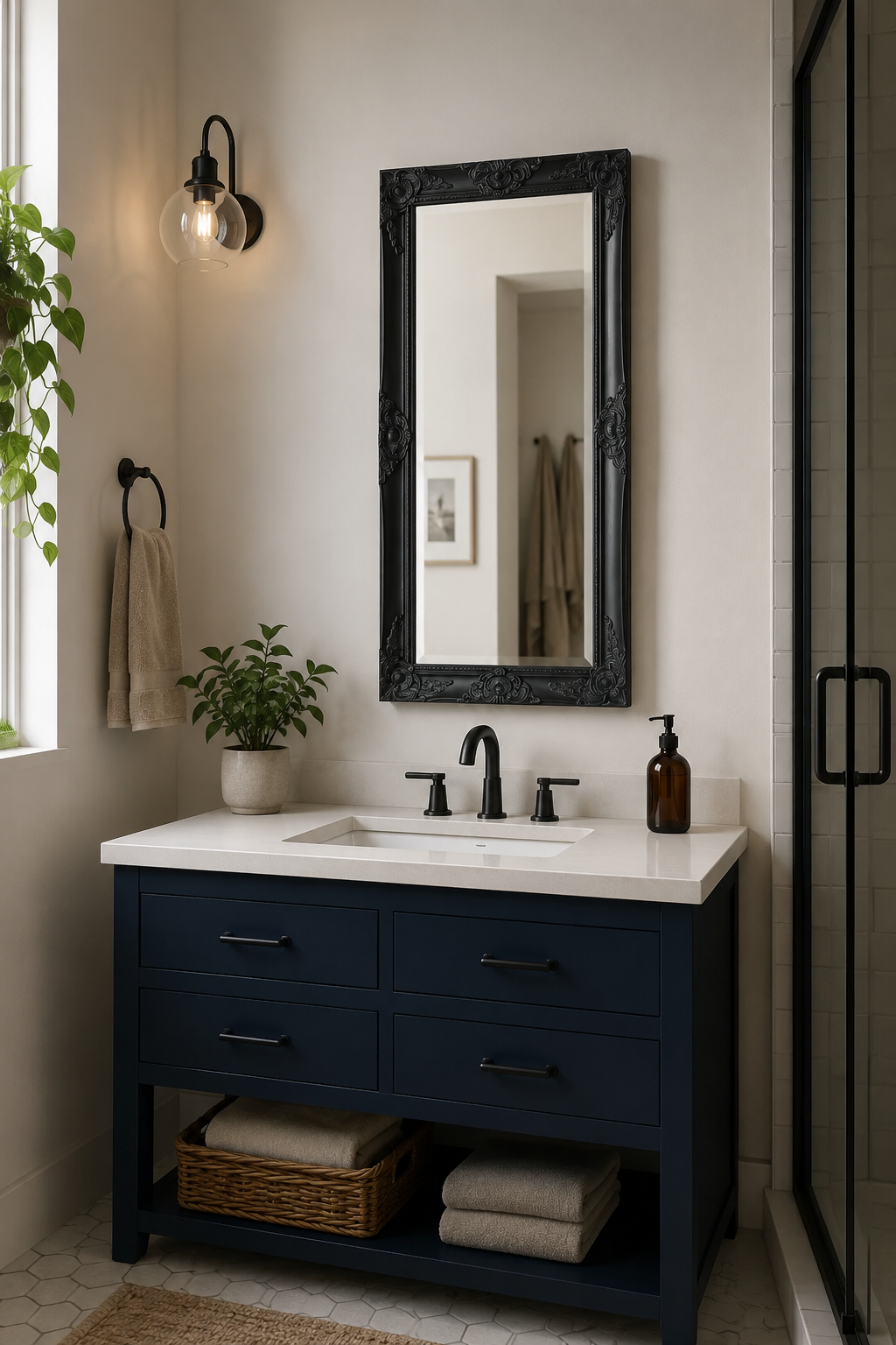 Grand Miroir Baroque Noir Cadre Ornemental
