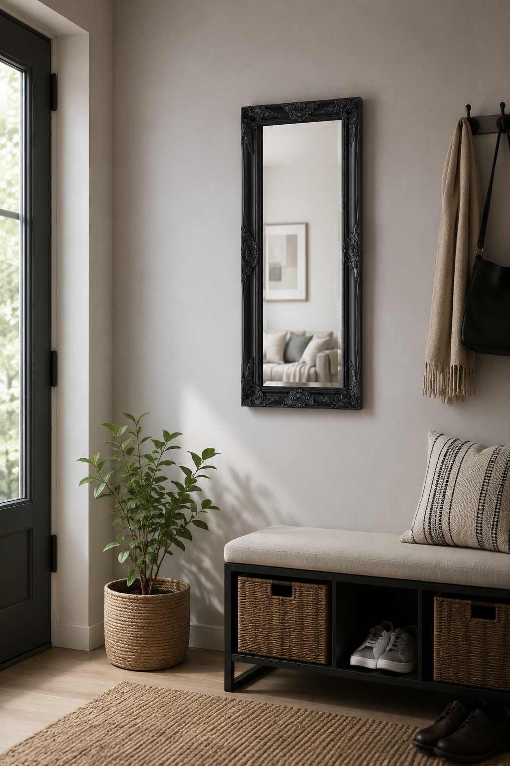 Miroir Baroque Bois Sculpté Vintage Prêt à Suspendre